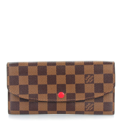Louis Vuitton Damier Ebene Emilie Wallet Red 1 of 7