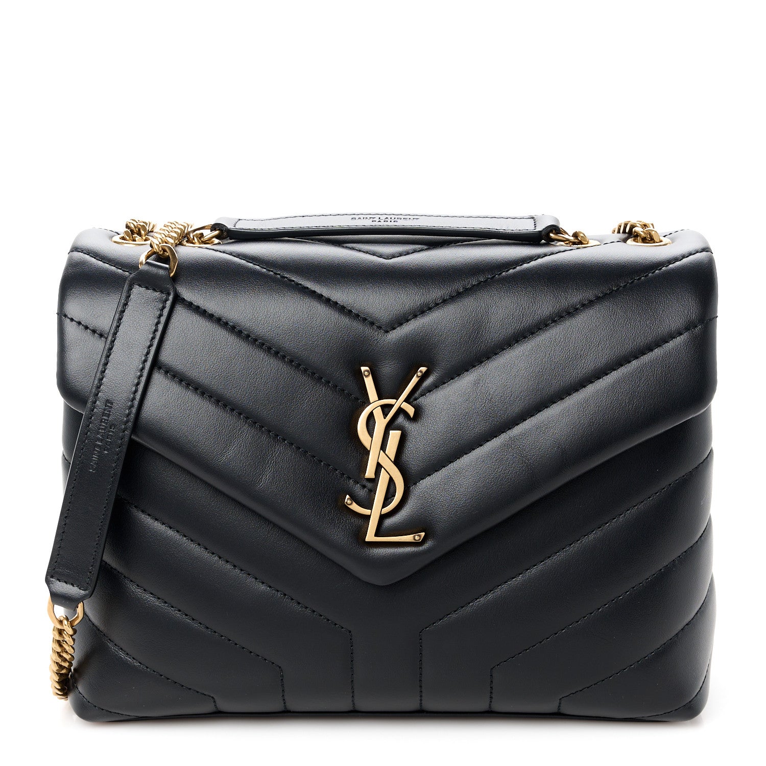 Saint Laurent Calfskin Y Quilted Monogram Small Loulou Chain Satchel Black 1 of 12