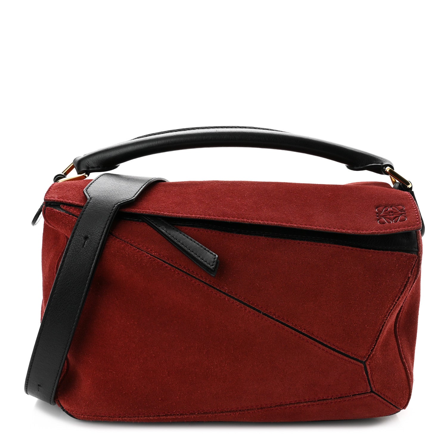Loewe Suede Medium Puzzle Bag Red 1 of 14