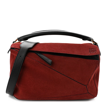 Loewe Suede Medium Puzzle Bag Red 1 of 14