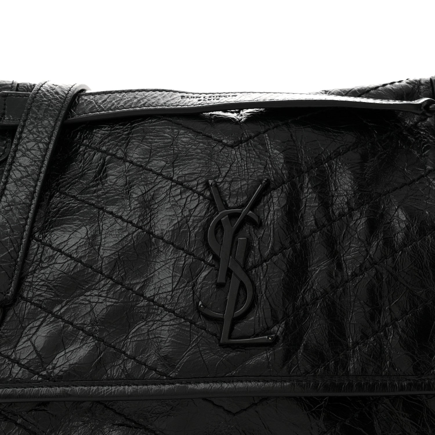 Saint Laurent Crinkled Calfskin Matelasse Monogram Medium Niki Chain Satchel Black 8 of 11