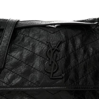 Saint Laurent Crinkled Calfskin Matelasse Monogram Medium Niki Chain Satchel Black 8 of 11