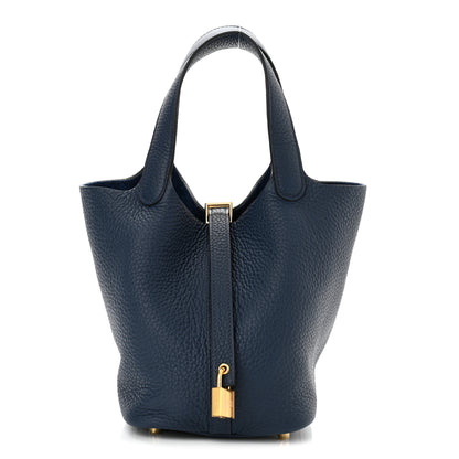 Hermes Taurillon Clemence Picotin Lock 18 PM Bleu De Prusse 1 of 10