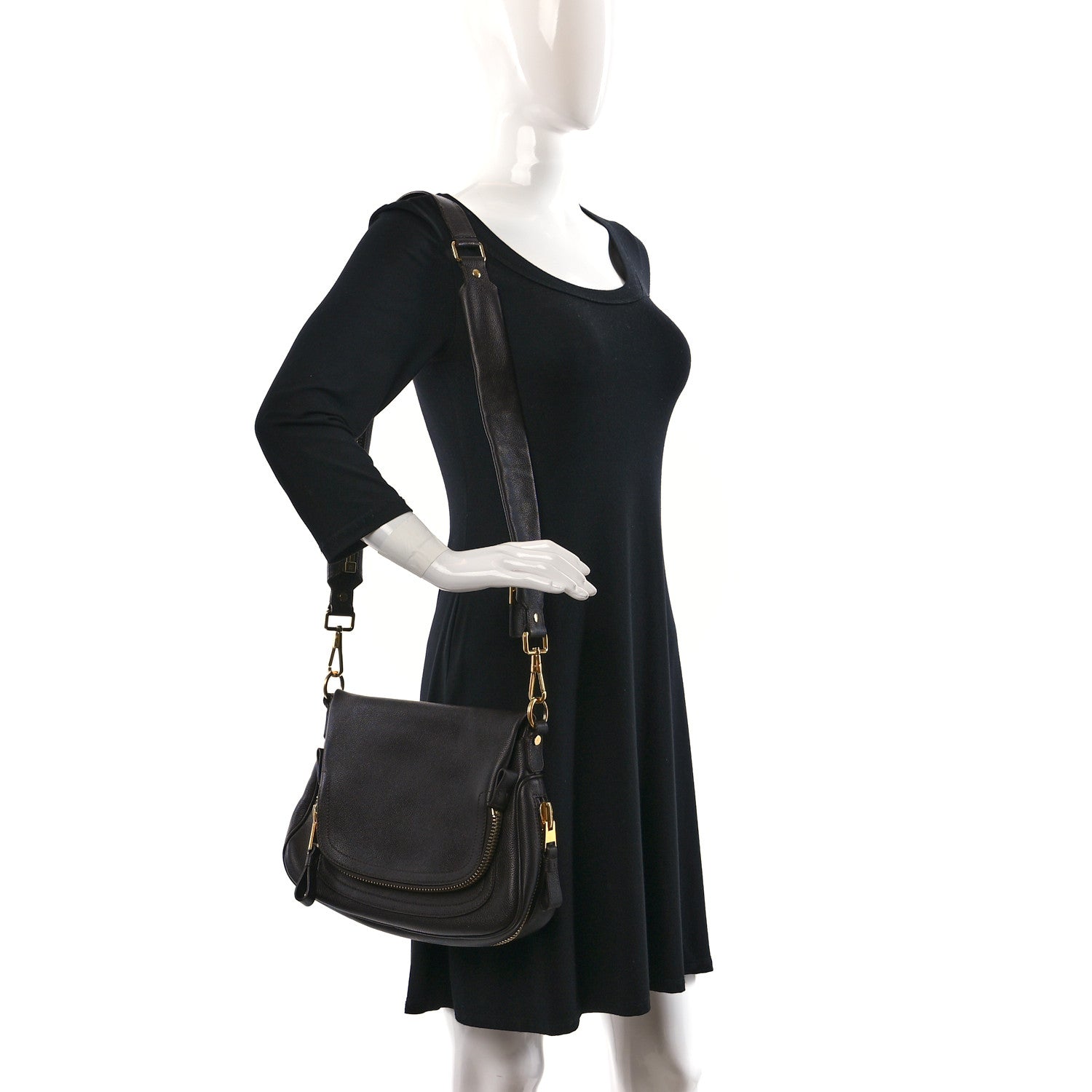 Tom Ford Grained Calfskin Medium Jennifer Crossbody Bag Brown 2 of 13