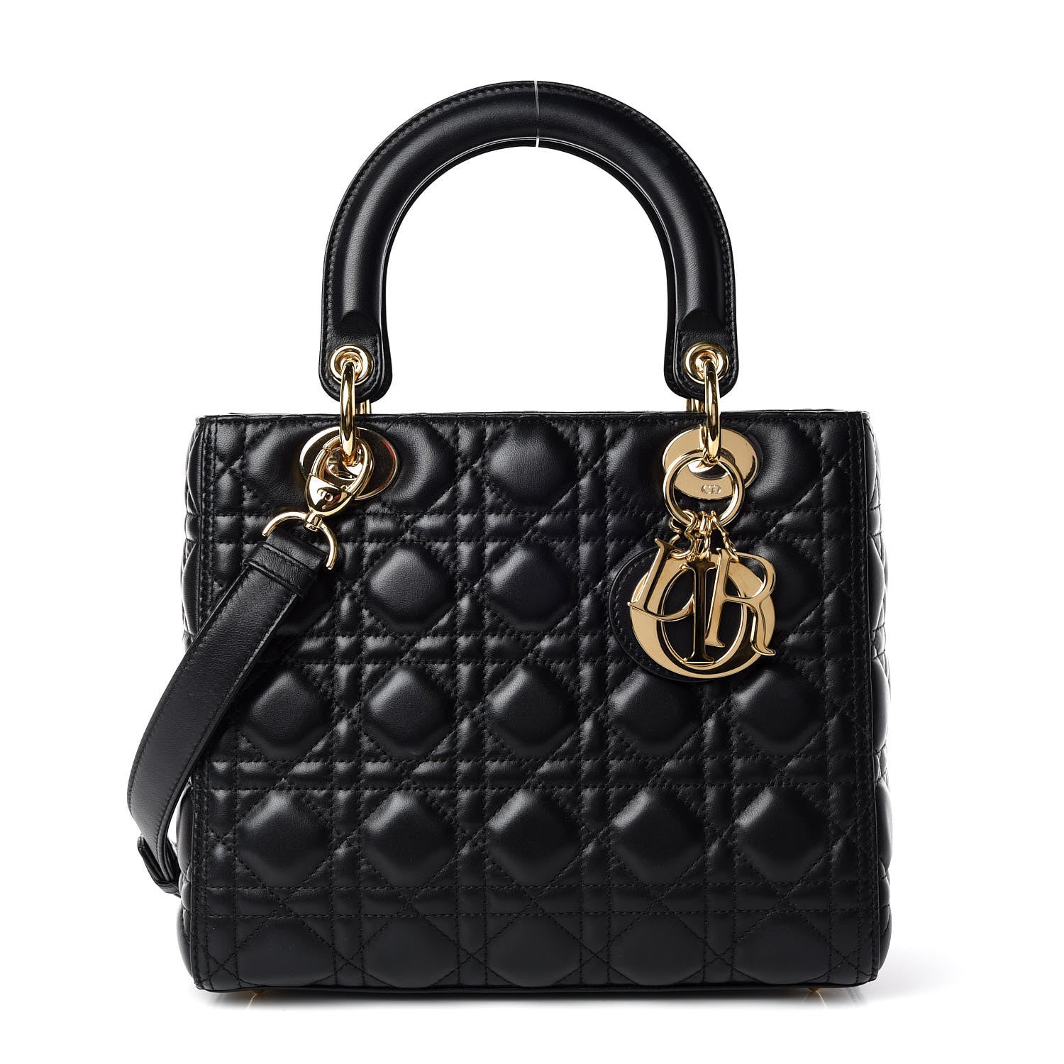 Christian Dior Lambskin Cannage Medium Lady Dior Black 1 of 9
