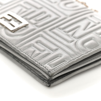Fendi Metallic Nappa Logo Embossed Long Wallet On Chain Silver 13 of 26