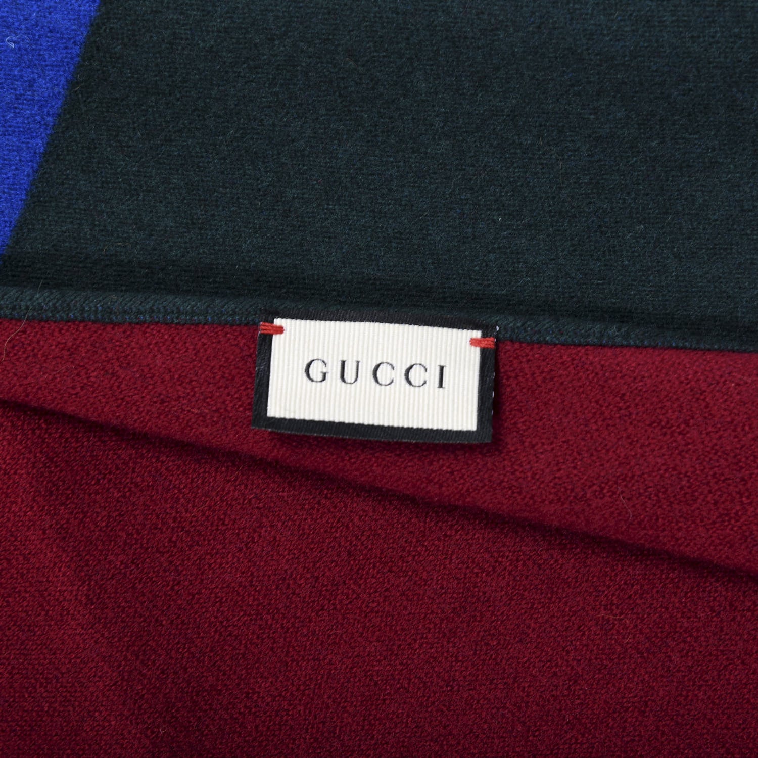 Gucci Wool Silk Guccium Scarf Petroleum Blue Bordeaux 4 of 5