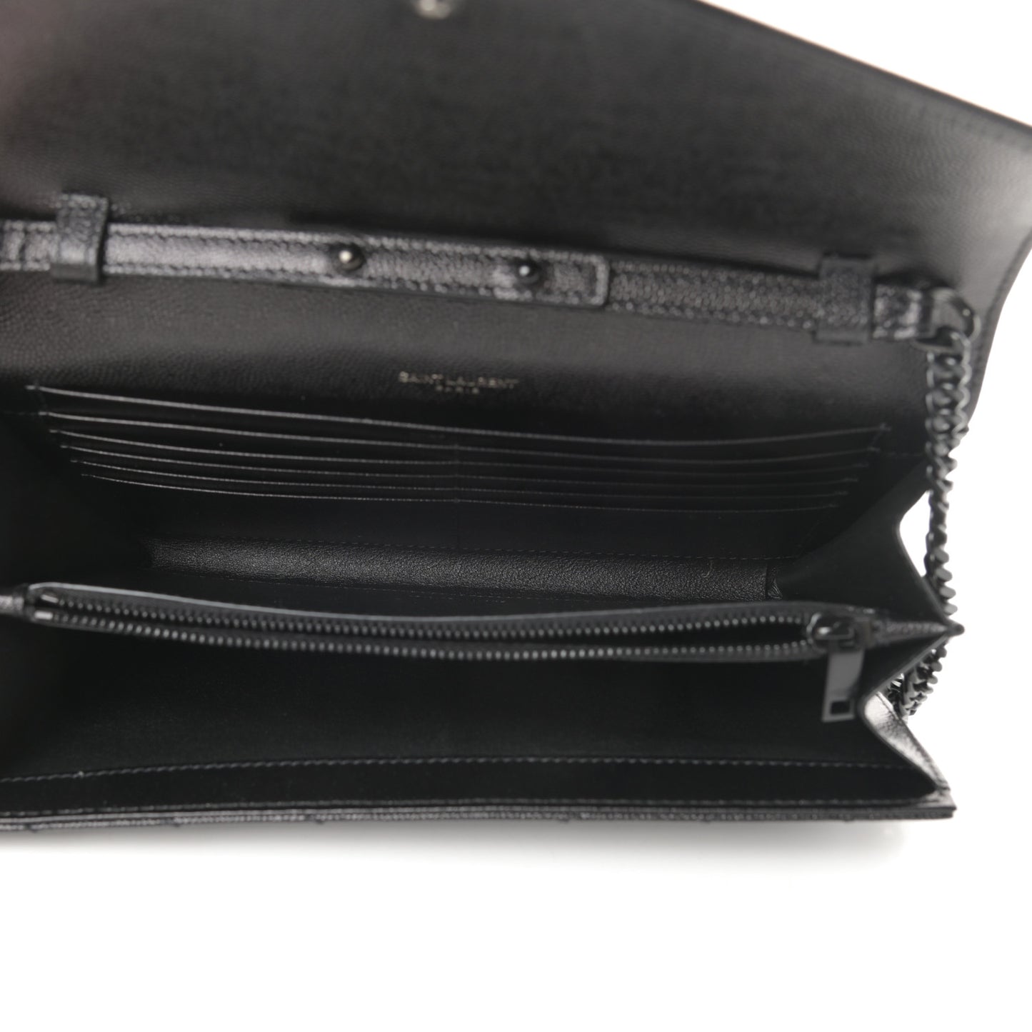 Grain De Poudre Matelasse Chevron Monogram Chain Wallet Black