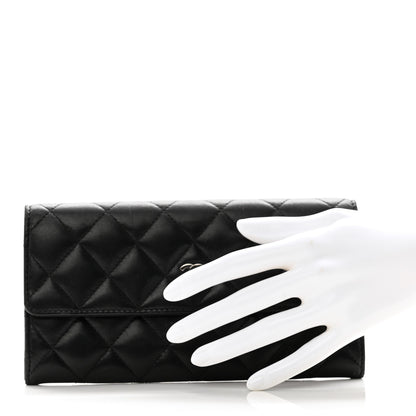 Chanel Lambskin Quilted Large Gusset Flap Wallet Black 2 of 10