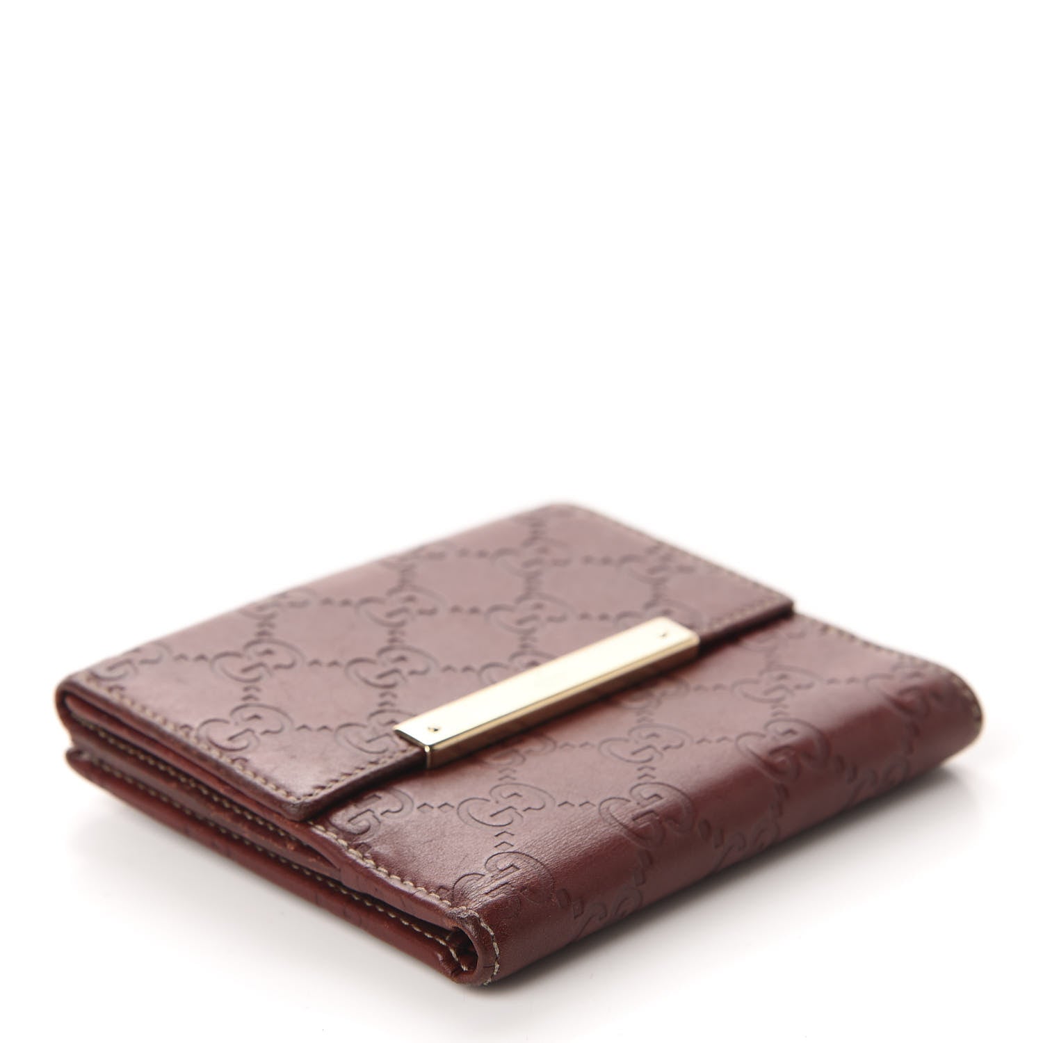 Gucci Guccissima Metal Bar French Flap Wallet Brown 4 of 8