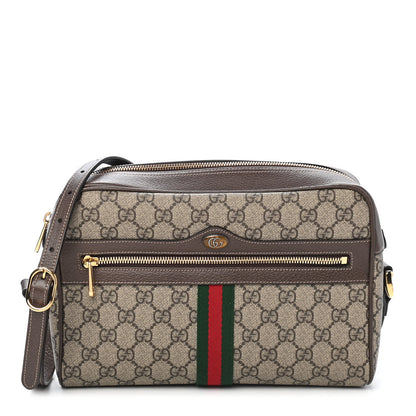 Gucci GG Supreme Monogram Web Small Ophidia Shoulder Bag Brown 1 of 9