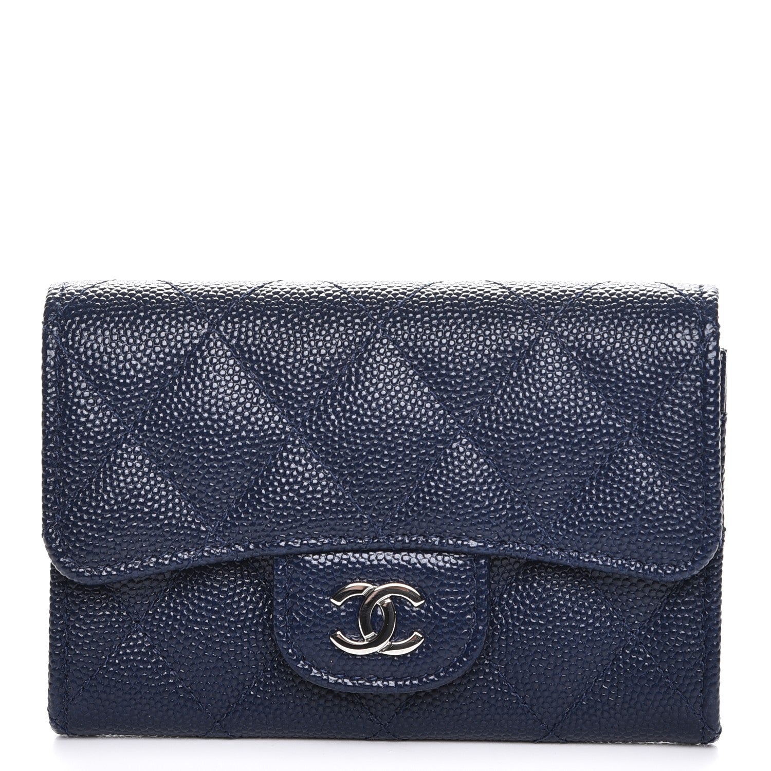 Chanel Caviar Quilted Card Holder Navy 1 of 10