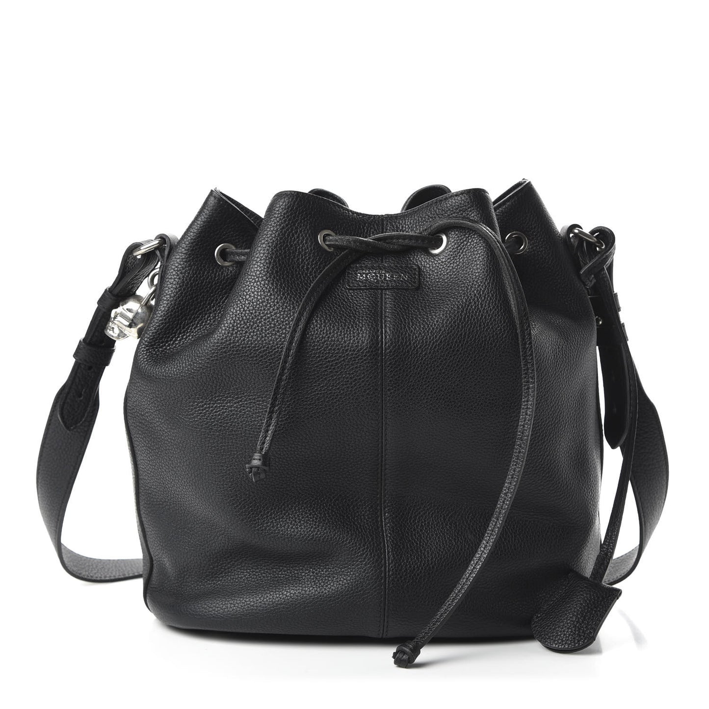 Calfskin Padlock Skull Bucket Bag Black