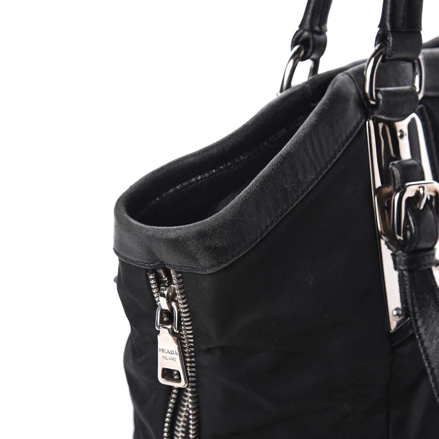 Tessuto Nylon Zip Around Shoulder Bag Black