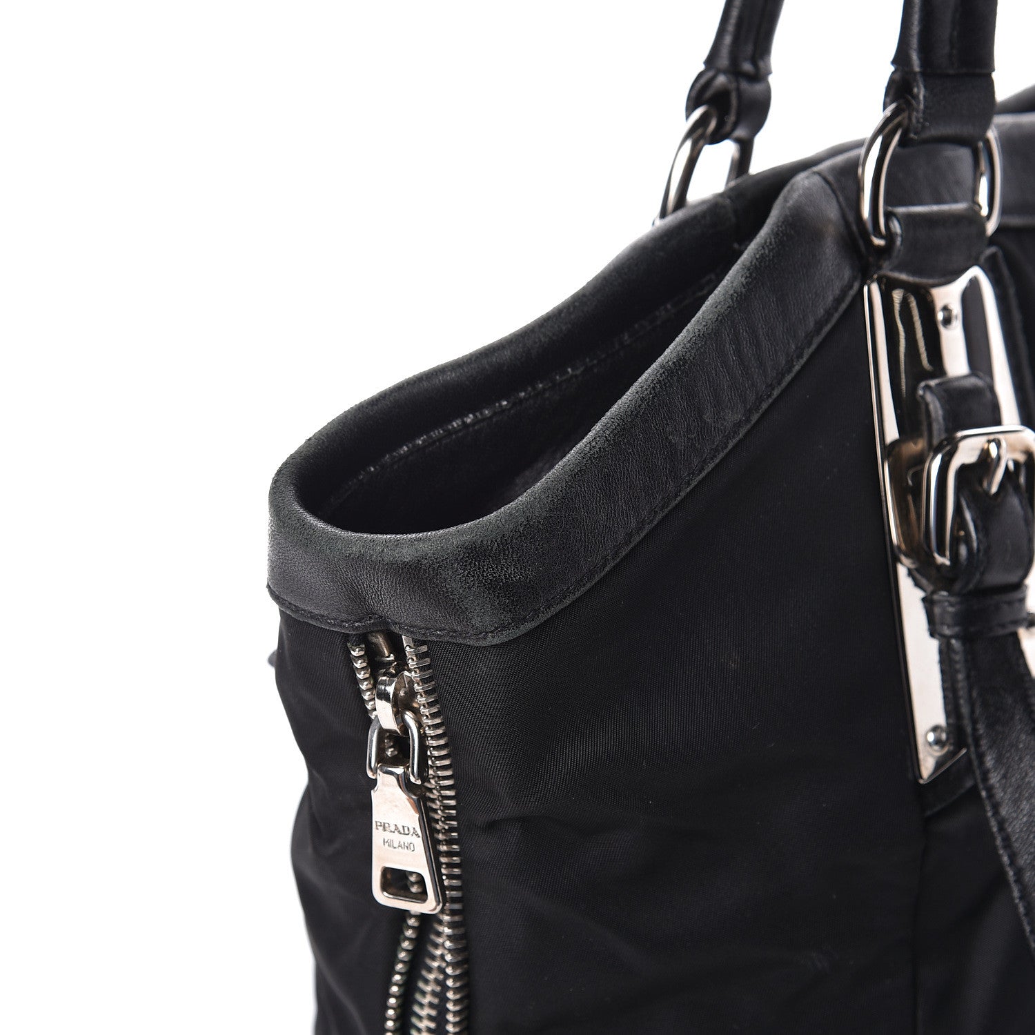 Prada Tessuto Nylon Zip Around Shoulder Bag Black 8 of 11