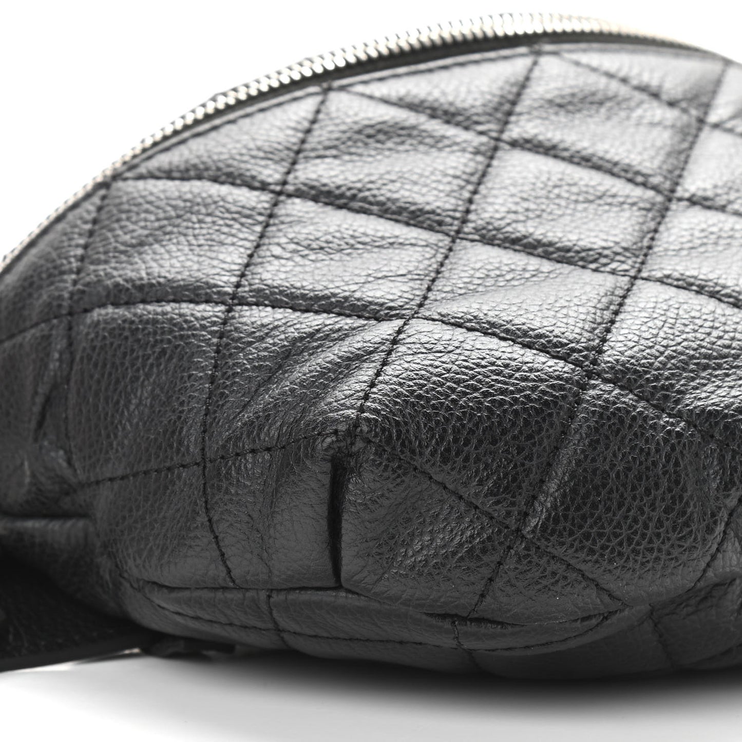 Grained Calfskin Quilted Waist Belt Bag Black