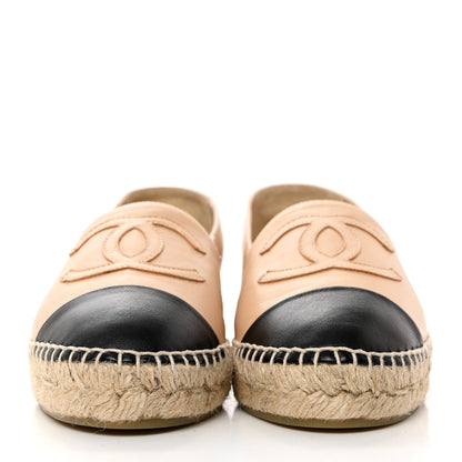 Chanel Lambskin CC Espadrilles 36 Beige Black 2 of 8