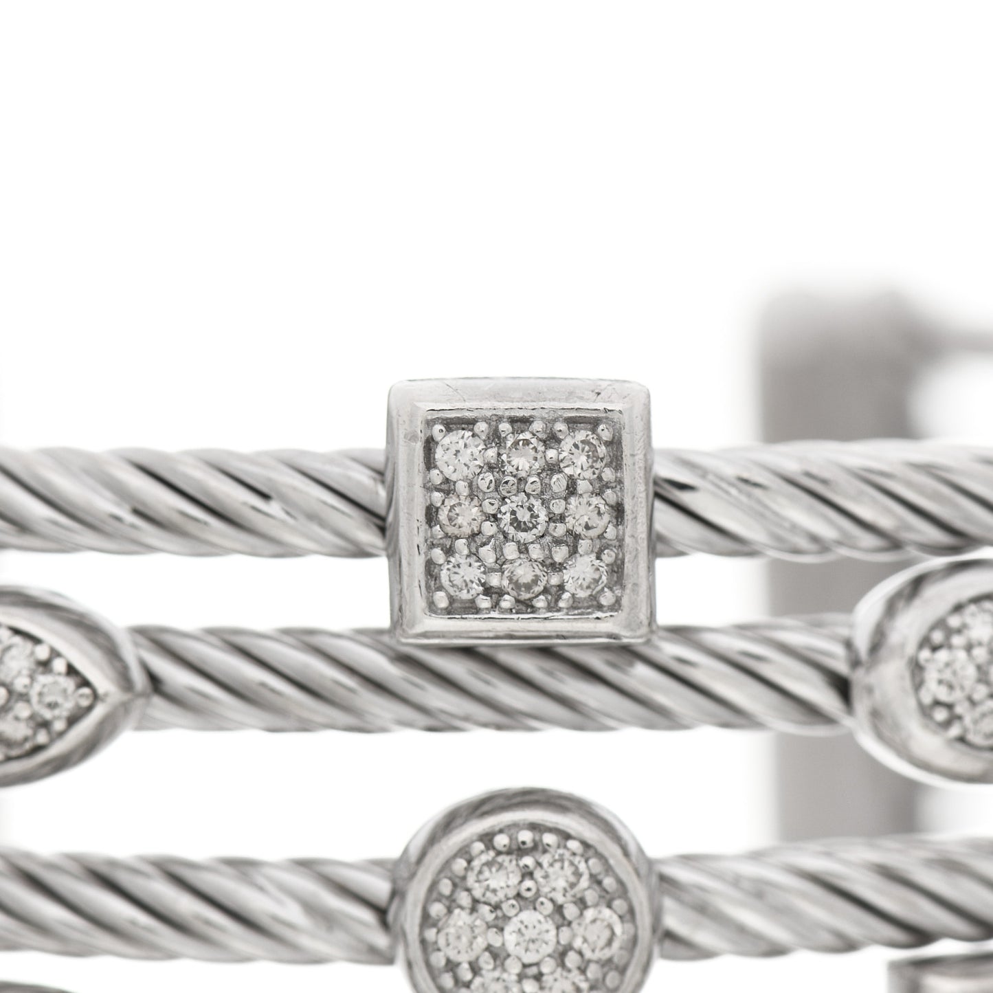 Sterling Silver Diamond Five Row Confetti Cuff Bracelet
