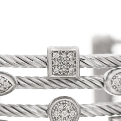 David Yurman Sterling Silver Diamond Five Row Confetti Cuff Bracelet 4 of 4