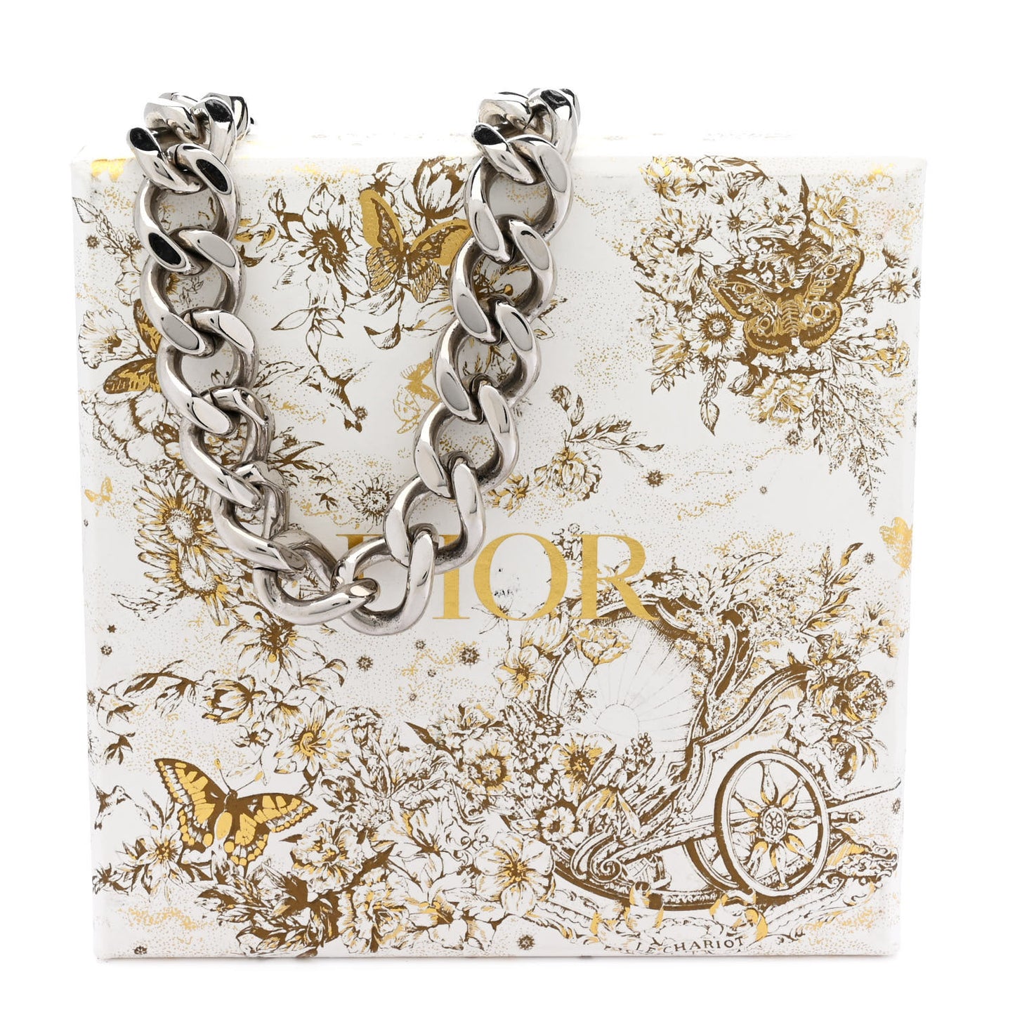 Brass CD Icon Chain Link Necklace Silver