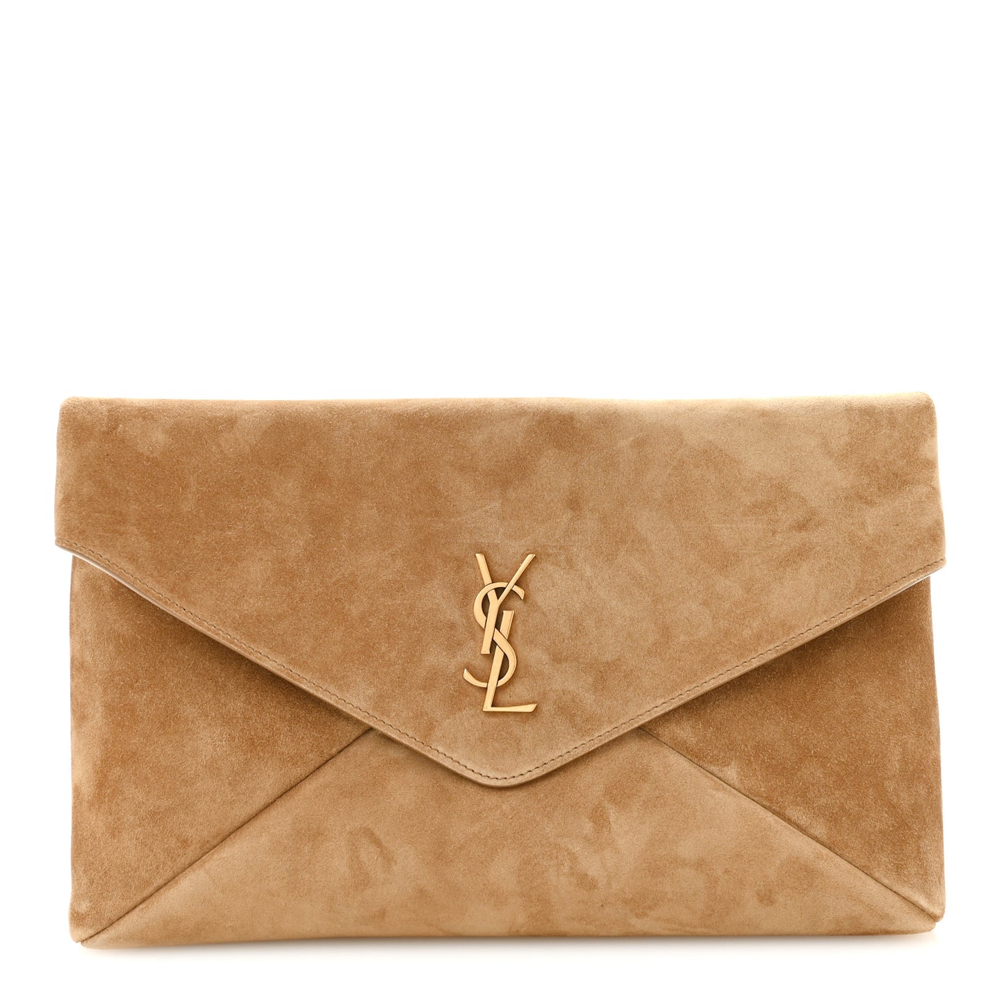 Suede Large Cassandre Envelope Pouch Golden Leaf