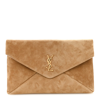 Saint Laurent Suede Large Cassandre Envelope Pouch Golden Leaf 1 of 8