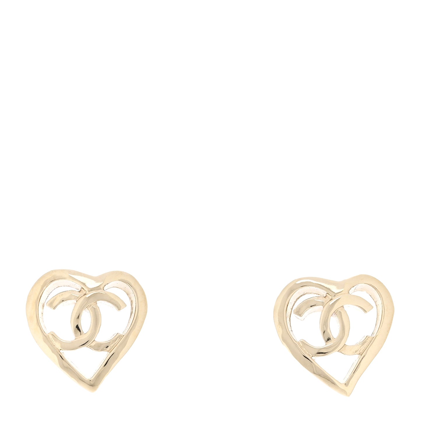 Metal CC Heart Coco In Love Earrings Gold
