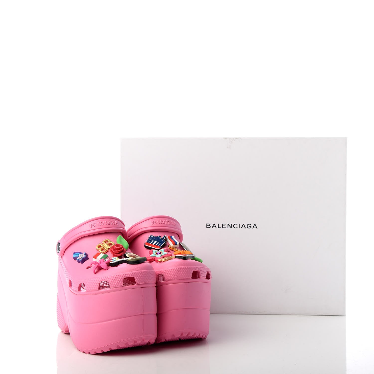 Balenciaga X CROCS Rubber Textured Womens Platform Sandals 36 Rose Bonbon 10 of 10
