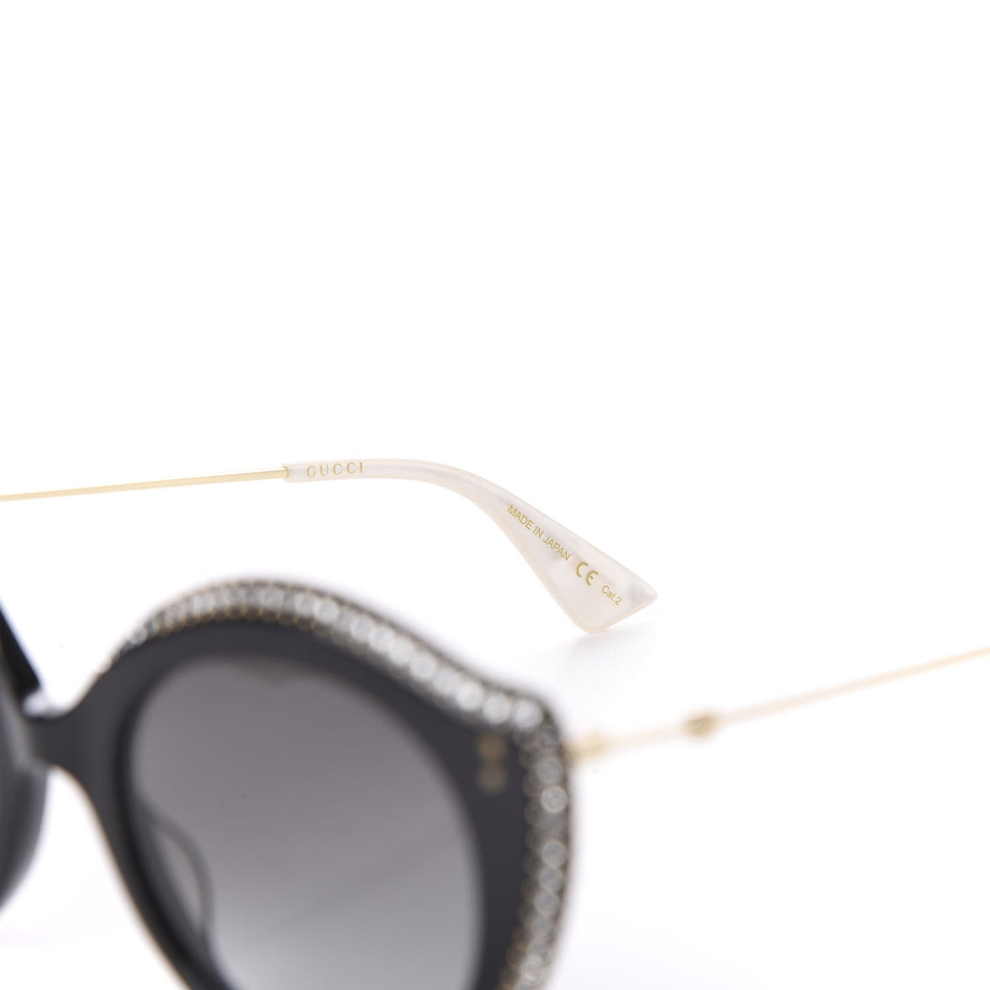 Metal Crystal Cat Eye Sunglasses GG0214S Sunglasses Black