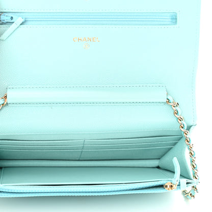 Chanel Caviar Quilted Wallet On Chain WOC Light Blue 4 of 11