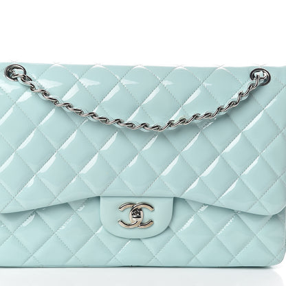 Chanel Patent Calfskin Quilted Jumbo Double Flap Light Green 8 of 11