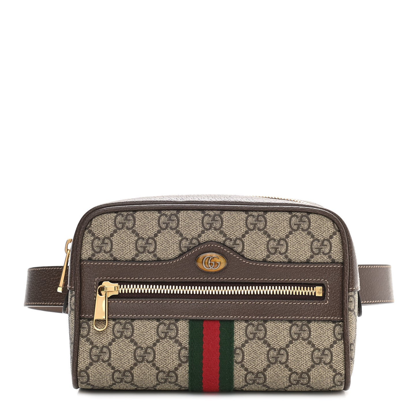 GG Supreme Monogram Web Small Ophidia Belt Bag 75 30 Dark Brown