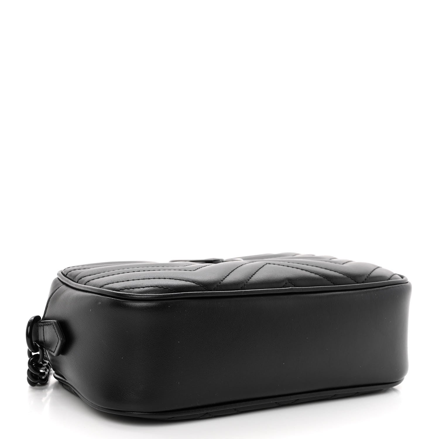 Gucci Calfskin Matelasse Monochrome Small GG Marmont Chain Shoulder Bag Black 4 of 10