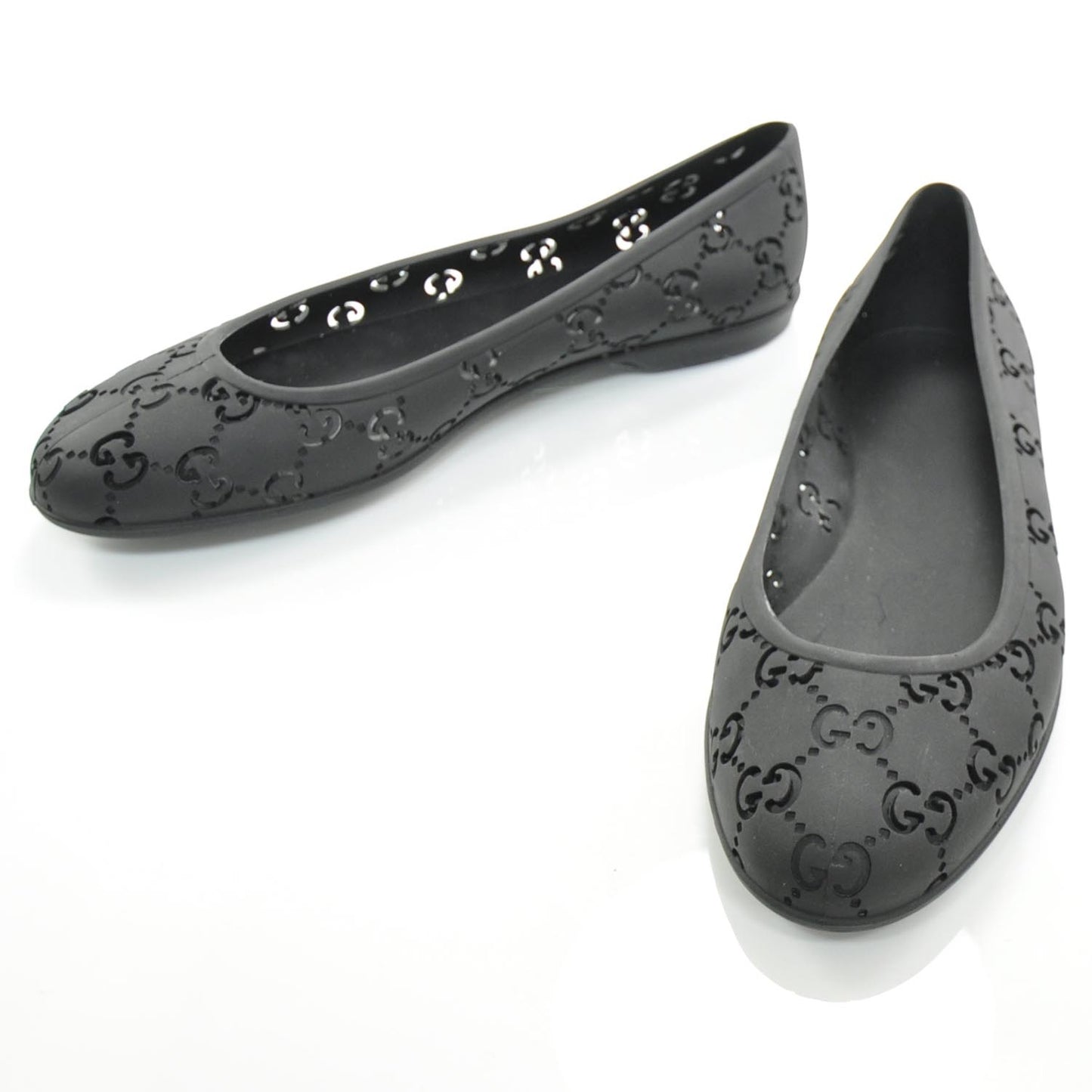 Rubber Guccissima Etretat Flats 38 Black