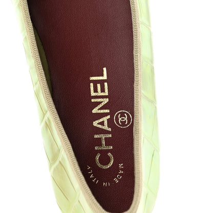 Chanel Iridescent Calfskin Crocodile Embossed Ballerina Flats 35 Yellow 8 of 10
