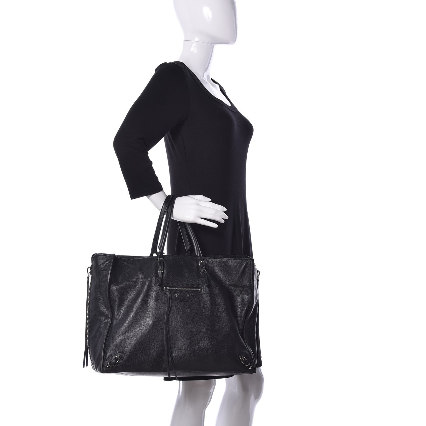 Supple Calfskin Papier A4 Zip Around Tote Black