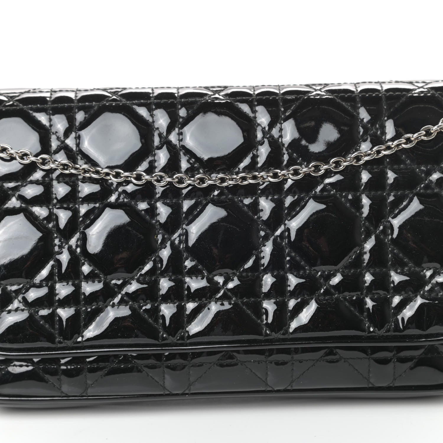 Christian Dior Patent Cannage Wallet on Chain Pouch Black 6 of 8