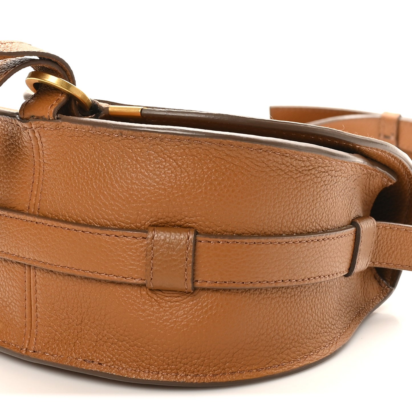 Grained Calfskin Small Marcie Saddle Bag Tan