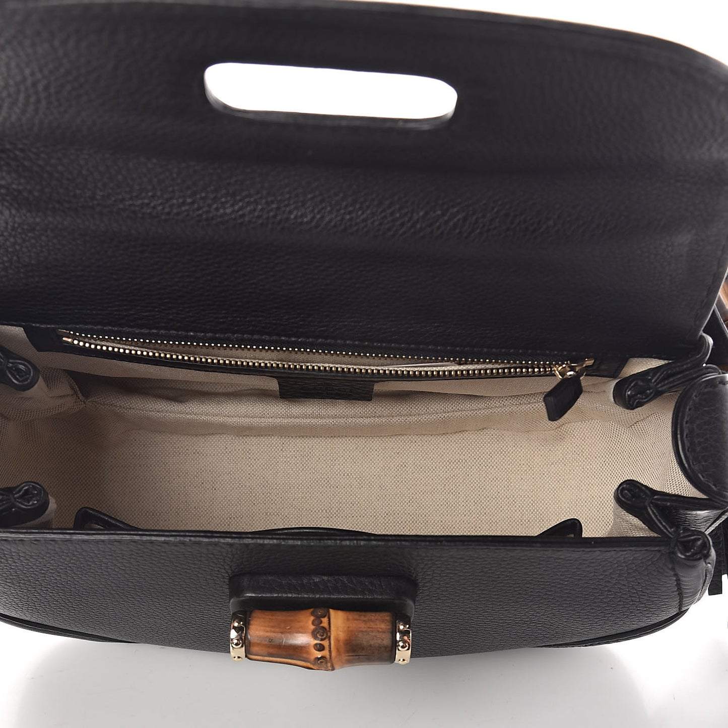 Calfskin Medium New Bamboo Top Handle Bag Black