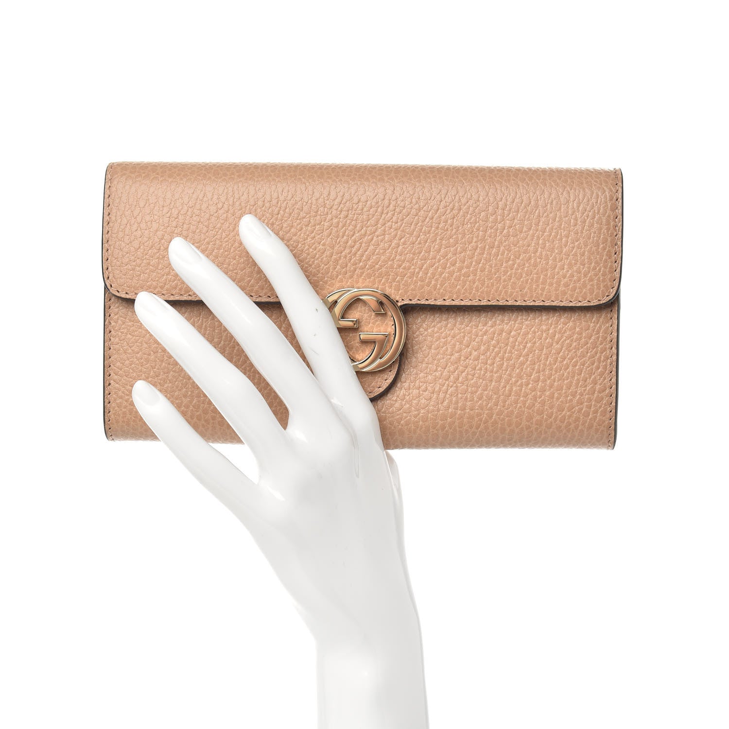 Gucci Dollar Calfskin Interlocking G Continental Wallet Camelia 2 of 7