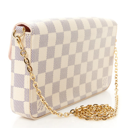 Louis Vuitton Damier Azur Pochette Felicie Chain Wallet Rose Ballerine 4 of 16