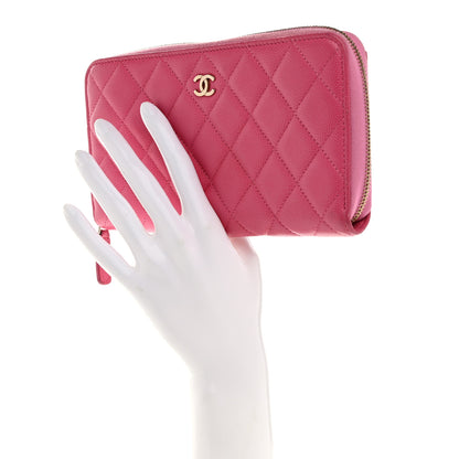 Chanel Caviar Quilted Large Gusset Zip Around Wallet Pink 2 of 9
