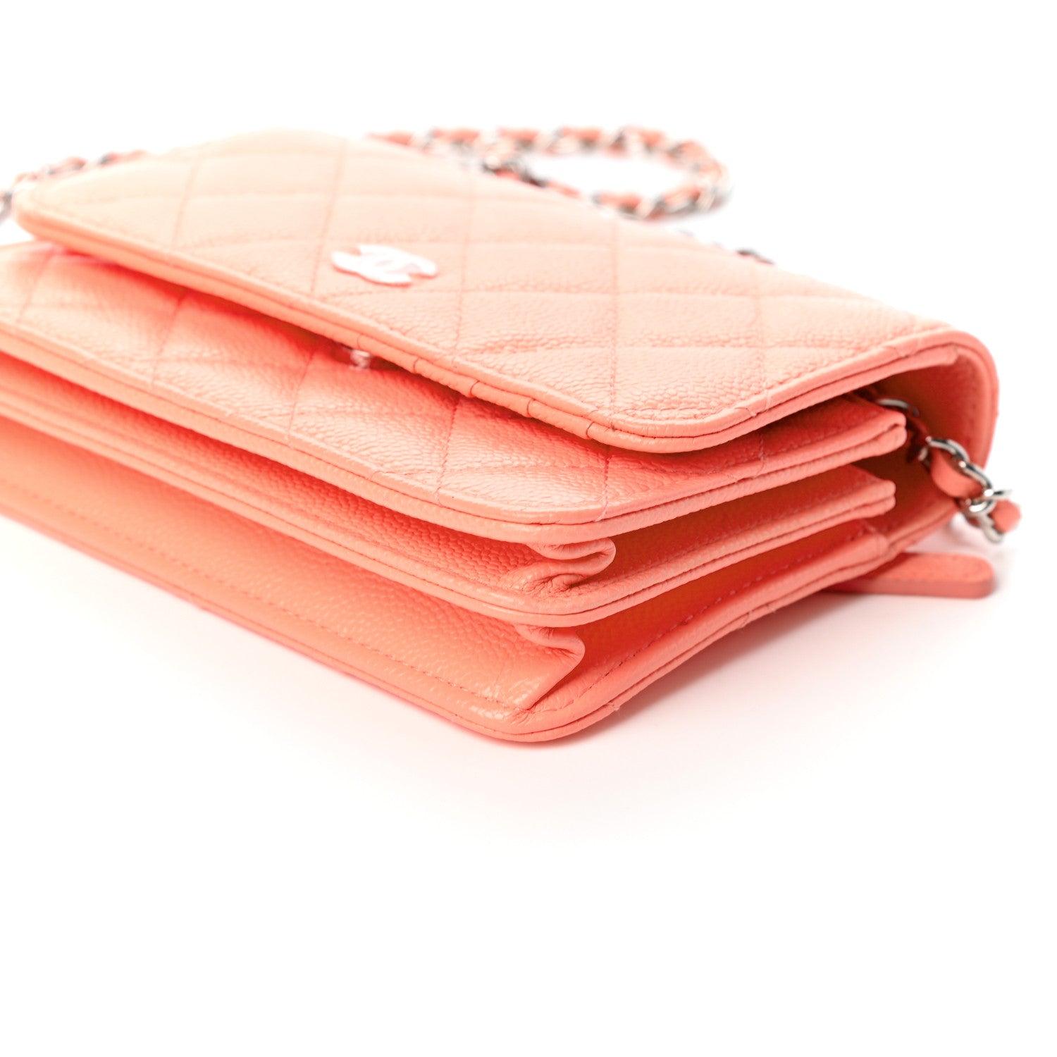 Chanel Caviar Quilted Mini Wallet On Chain WOC Coral 9 of 9