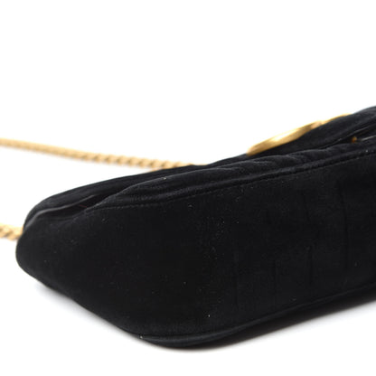 Gucci Velvet Matelasse Small GG Marmont Shoulder Bag Black 6 of 13