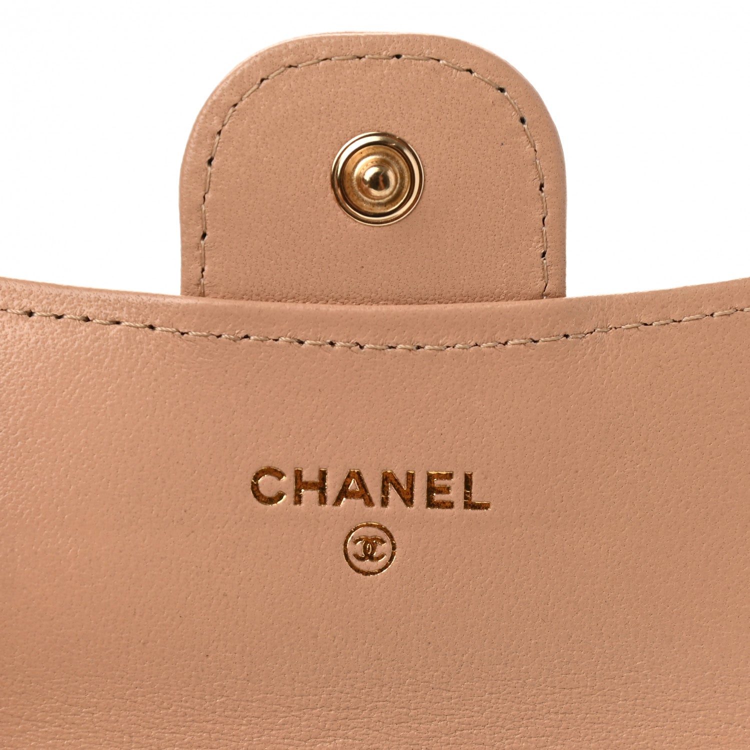 Chanel Lambskin Quilted Flap Card Holder Wallet Beige 6 of 9