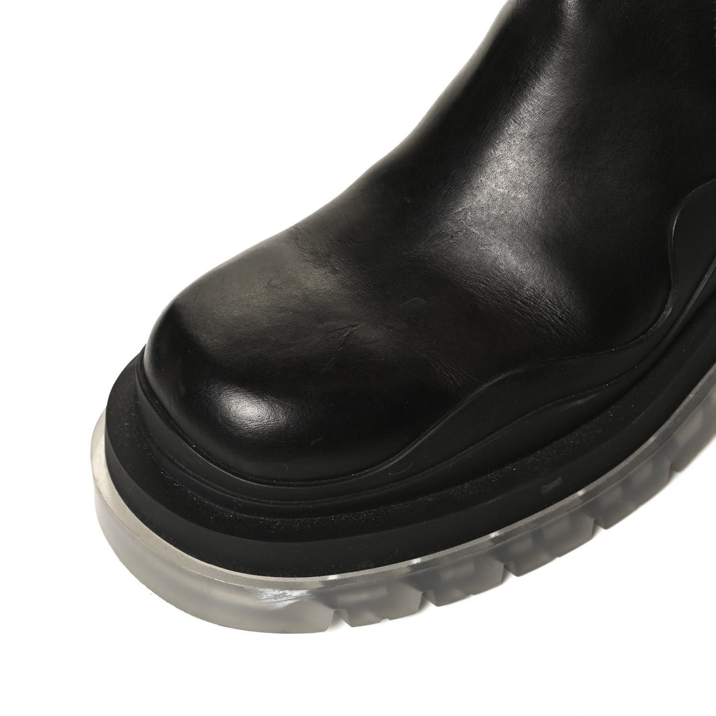 Calfskin The Tire Chelsea Boots 39 Black Transparent