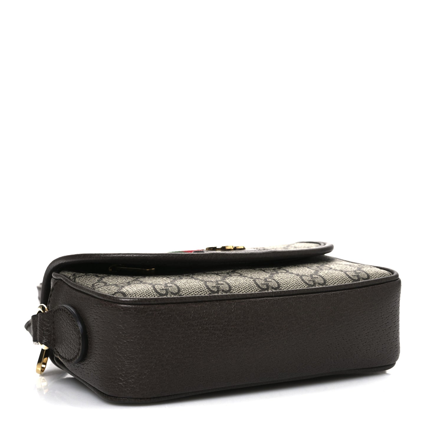 GG Supreme Monogram Textured Dollar Calfskin Mini Ophidia Flap Shoulder Bag Beige Ebony New Acero