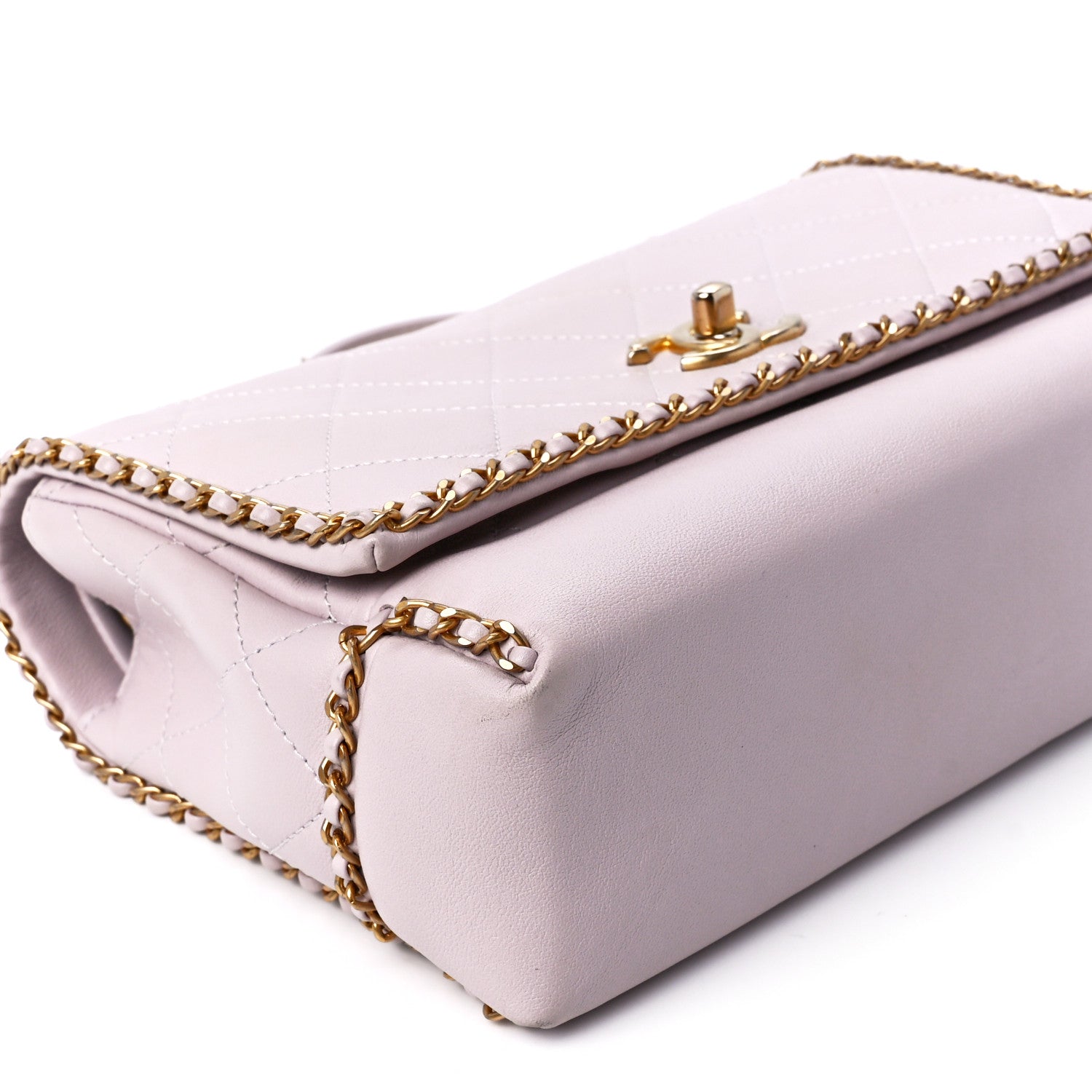 Chanel Calfskin Stitched Chain Flap Light Pink 11 of 12