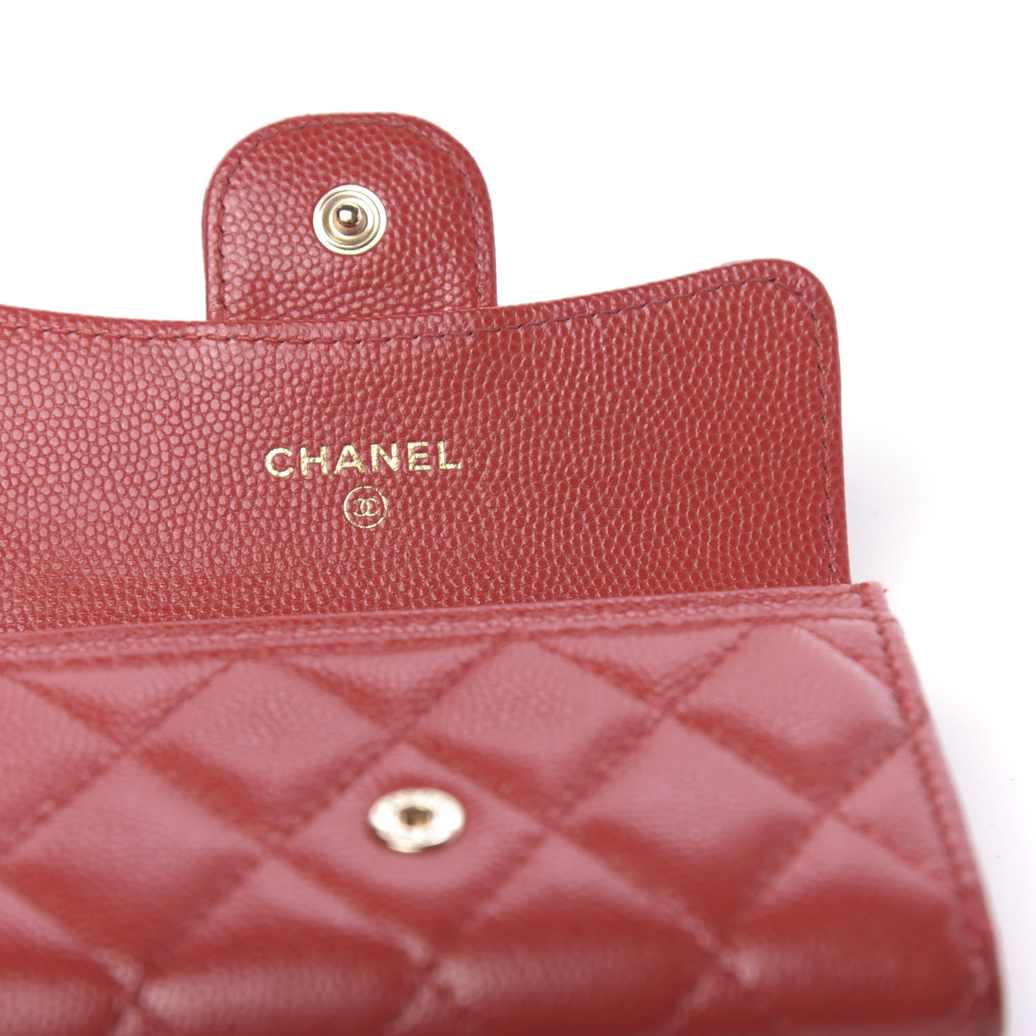Chanel Caviar Quilted Flap Card Holder Wallet Red 14 of 15