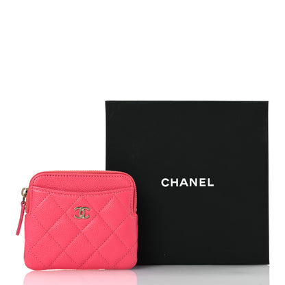 Chanel Caviar Quilted Zip Card Holder Wallet Pink 10 of 10